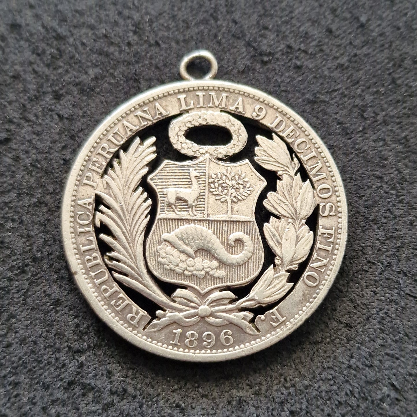 1896 Peru Silver One Sol – Cutout Pendant