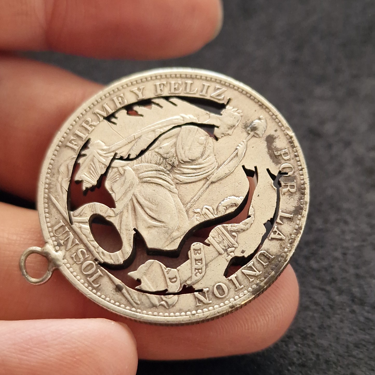 1896 Peru Silver One Sol – Cutout Pendant