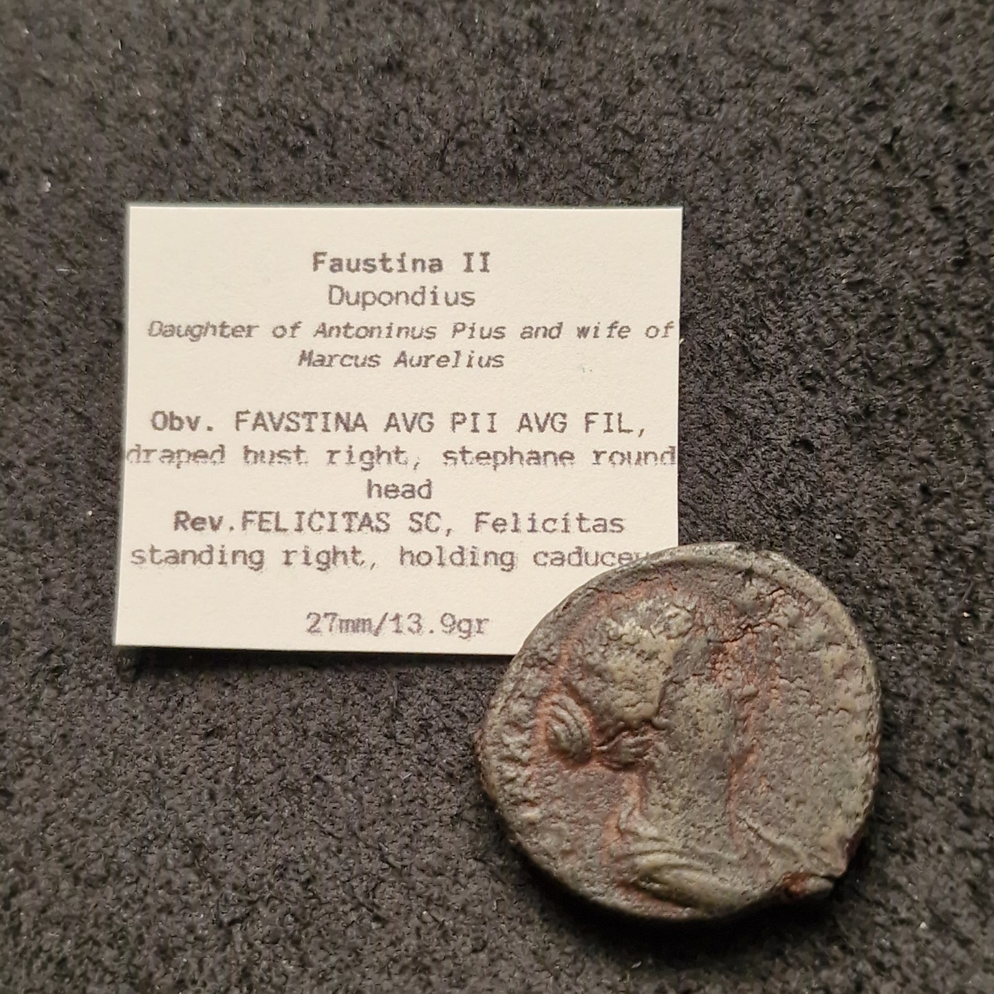 Faustina II Dupondius – Roman Bronze Coin (147-161 AD), Daughter of Antoninus Pius & Wife of Marcus Aurelius