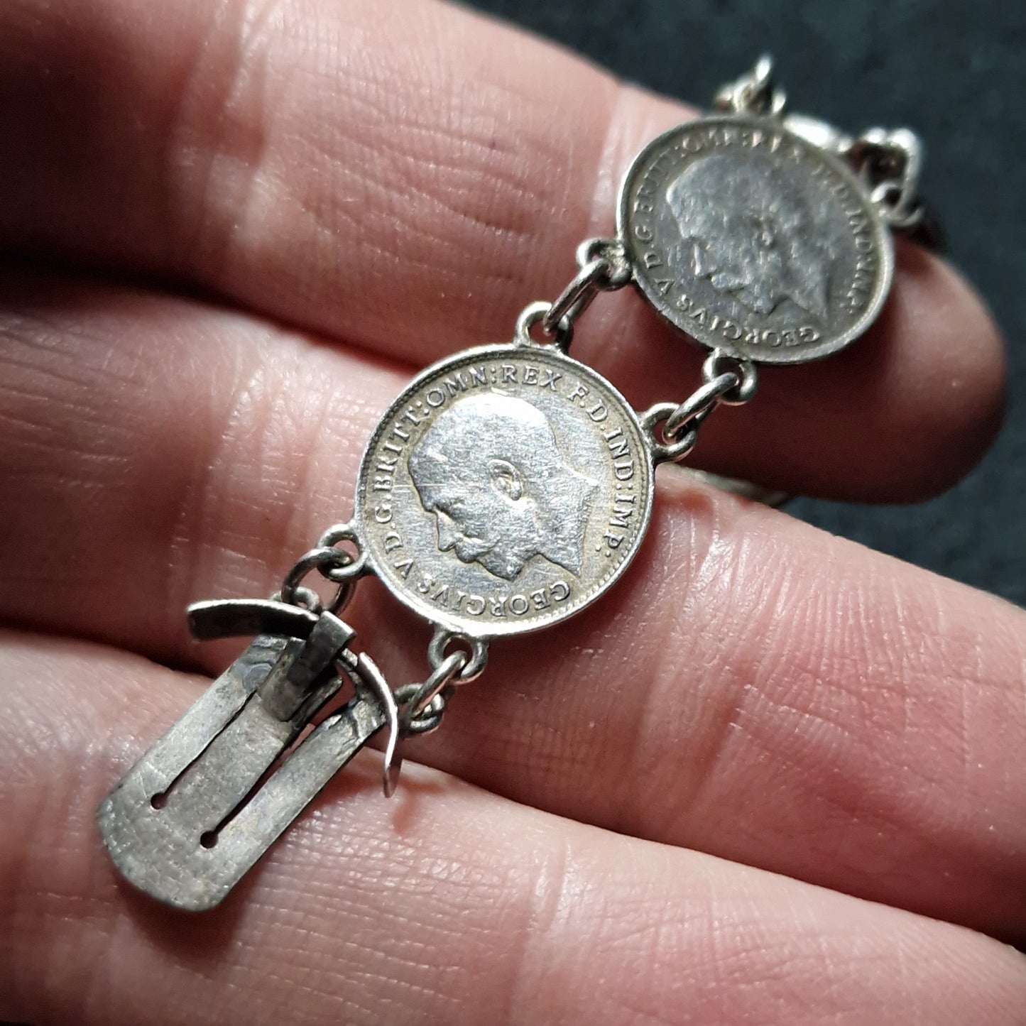 Antique Bracelet Made from George V Threepence Coins.