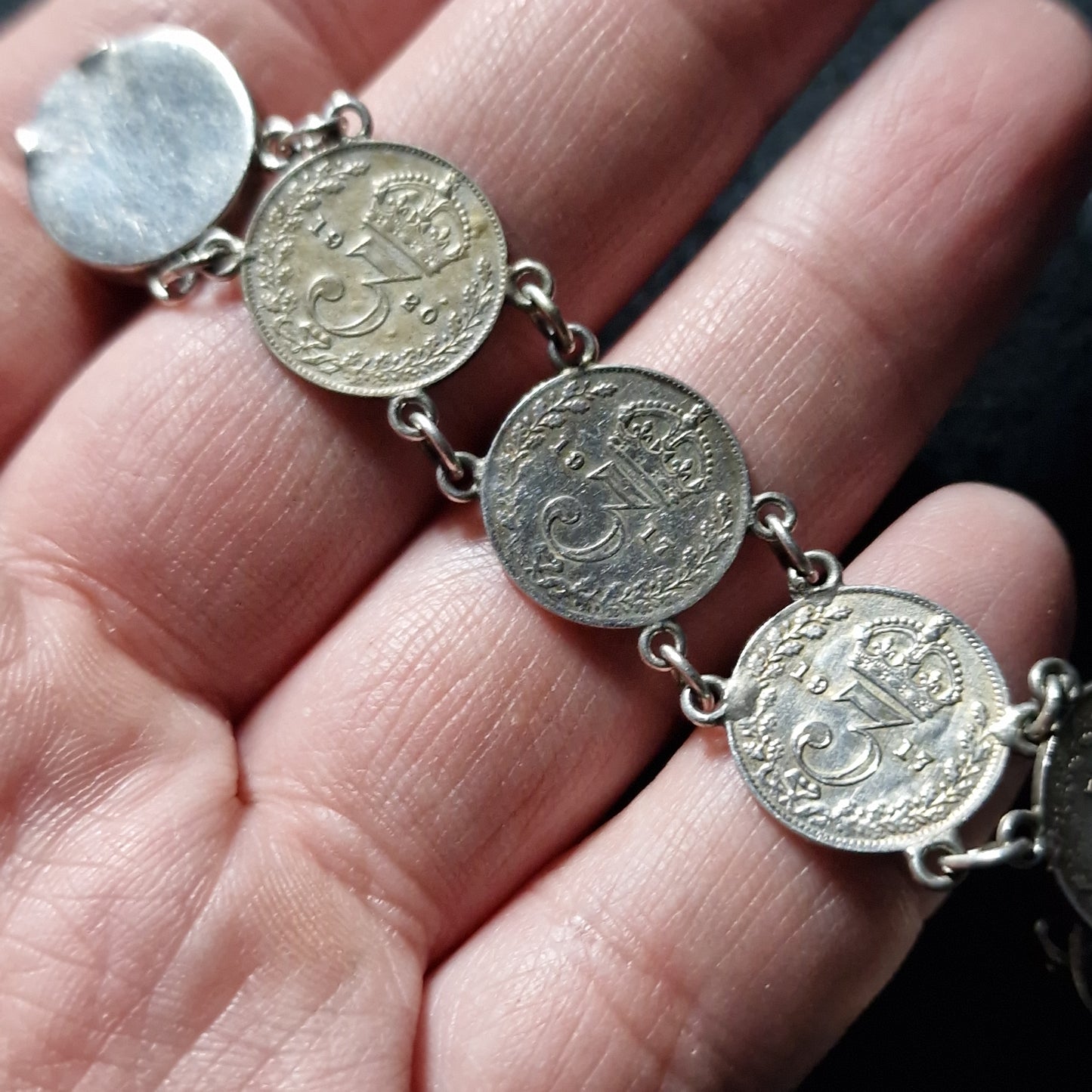 Antique Bracelet Made from George V Threepence Coins.