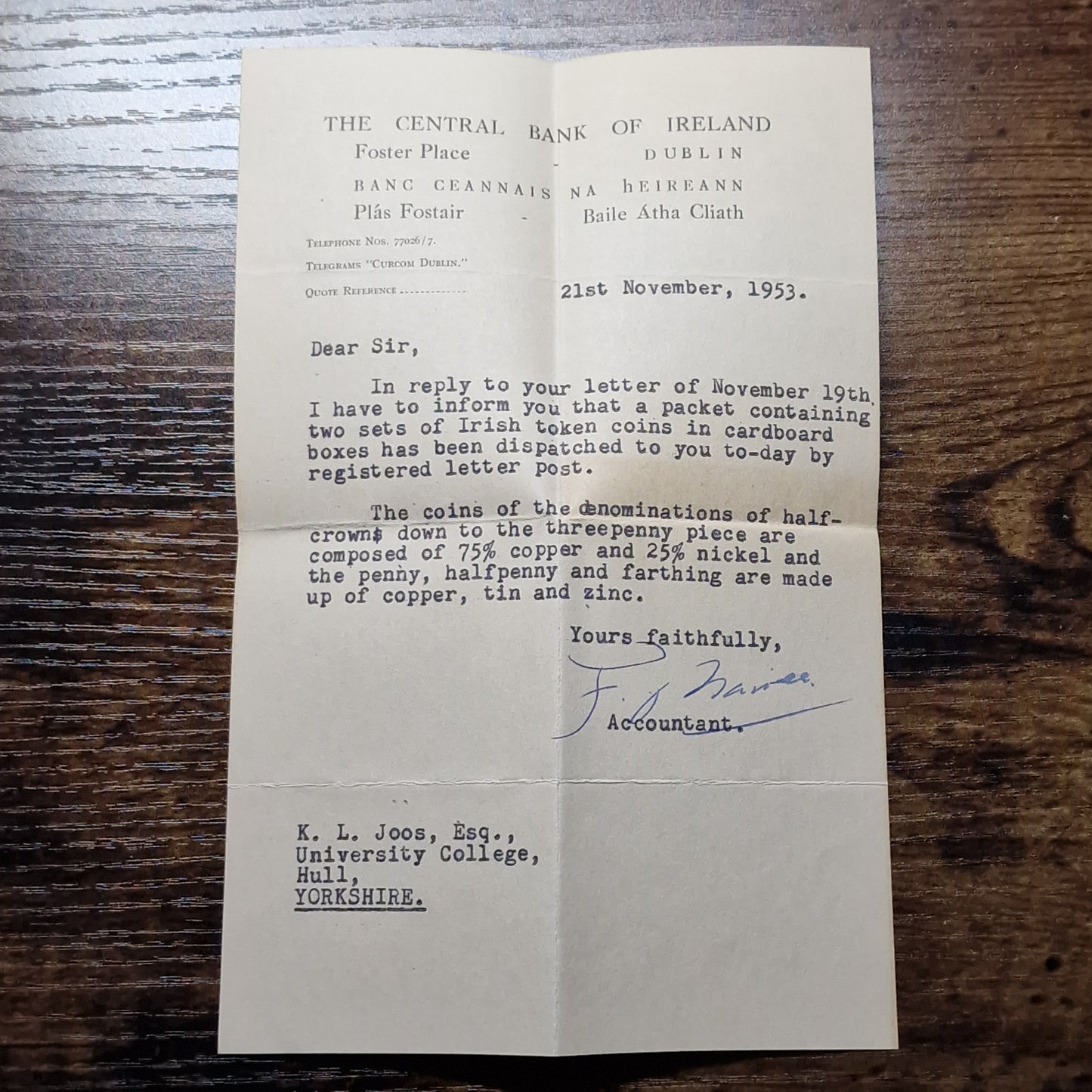 Coins of Ireland Set – Original Presentation Box & Documents (1949-1953)