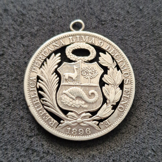 1896 Peru Silver One Sol – Cutout Pendant