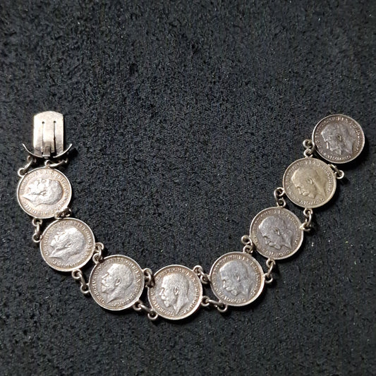 Antique Bracelet Made from George V Threepence Coins.